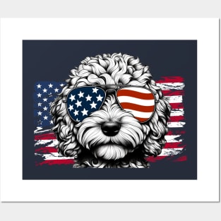 Poodle Sunglasses American Flag 4th of July Posters and Art